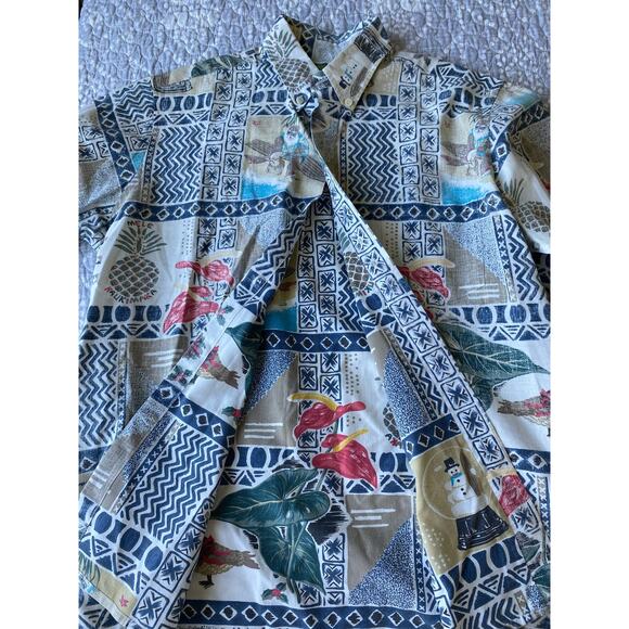Reyn Spooner Button Up Aloha Shirt Mele Kalikimaka Christmas 1998 Size Medium - Picture 5 of 12